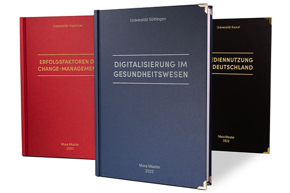 Desingbeispiele Bachelorarbeit Hardcover mit Titelprägung