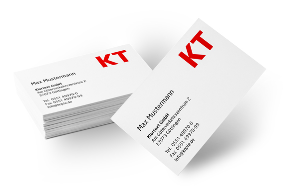 Designbeispiel für Visitenkarten im Klartext CI