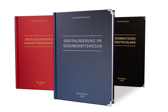 Masterarbeit Hardcover Bindung mit Prägung Titel 
